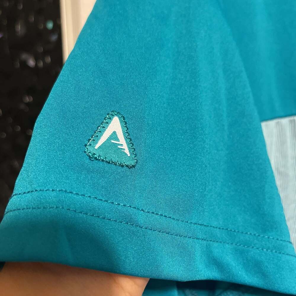 Antigua Miami Dolphins Polo Shirt Men's Large Aqua Teal Striped NFL Football - Picture 3 of 10